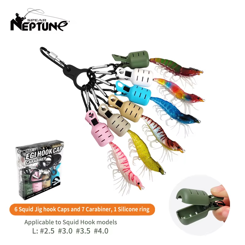 Fishing Lure Kit - 6개의 다채로운 오징어 지그 훅 캡